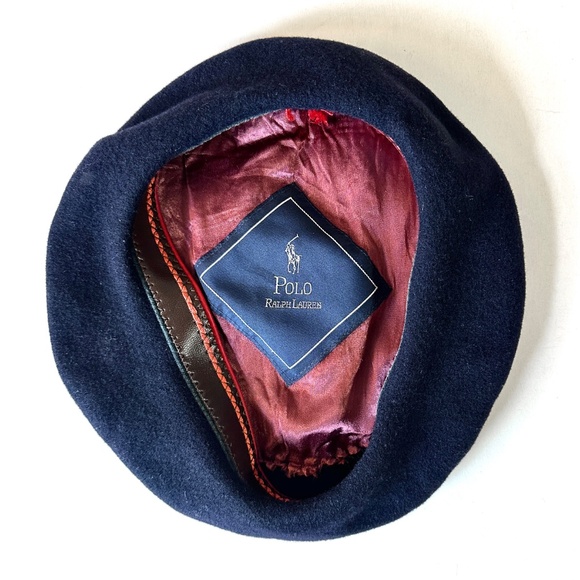 Vintage Polo Ralph Lauren "MARINE" Navy Blue Beret Wool Classic, Made in France - Picture 3 of 5